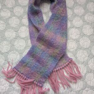 ISA Milano Women`s Mohair and Wool Made in Italy Scarf Multicolor with Fringe